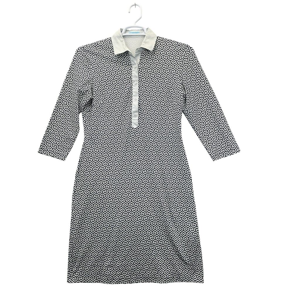 J McLaughlin Geometric Dress V-Neck 3/4 Sleeve Women’s Size Medium